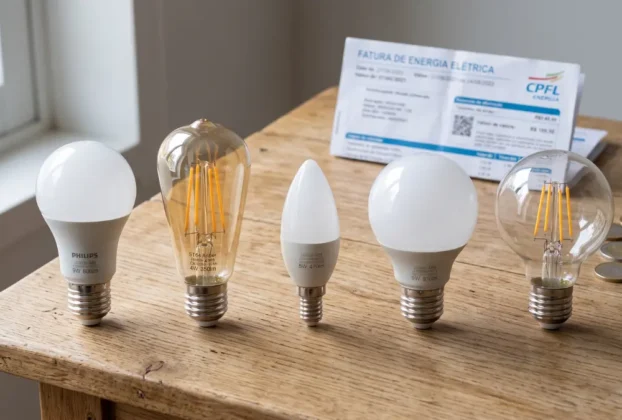 Descubra se a lampada led economia real na conta de luz é verdade. Veja o Top 5 de 2026, calcule o payback em dias e pare de perder dinheiro hoje mesmo!